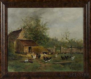 French School, 19th Century      Hens in a Barnyard in Summer