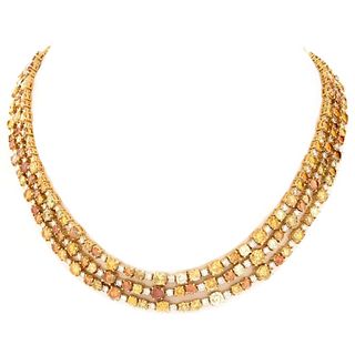18K Gold 82.50 Ct. Natural Color Diamond Necklace