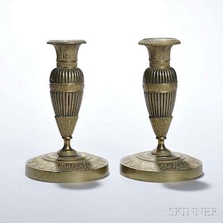 Pair of Empire Bronze Candlesticks