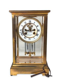 Antique Gilt Bronze Glass Encased Clock