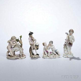 Four Meissen Porcelain Figures