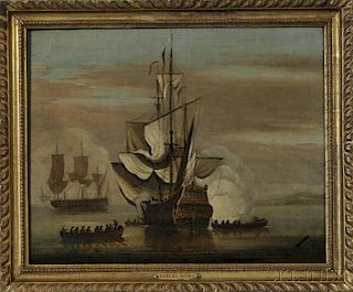 Attributed to Samuel Scott (British, 1710-1772)      Vessels in a Calm Harbor