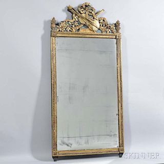 Neoclassical-style Carved and Painted Giltwood Mirror