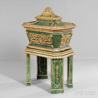 Neoclassical-style Painted and Parcel-giltwood Casket