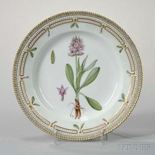 Twelve Royal Copenhagen Flora Danica Porcelain Dinner Plates
