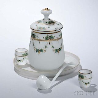 French Frosted Opaline Glass Punch Set