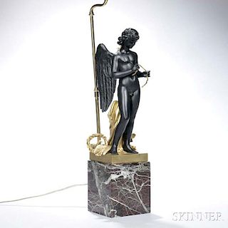 Empire-style Gilt-bronze Figural Lamp