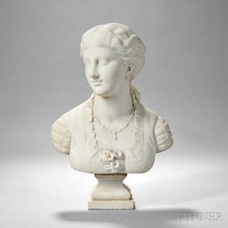 Continental School, 19th Century       White Marble Bust of a Woman
