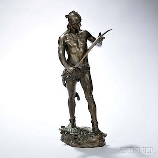 Andre-Paul-Arthur Massoulle (French, 1851-1901)       Bronze Figure of a Warrior, Sword of Valor