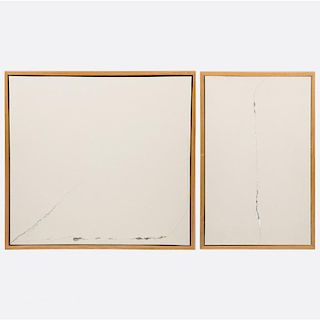 William Radawec (1952-2011) Two Artworks from the 'Crack Up (office above window)' Series, Latex enamel Navajo white paint, color pencil, pencil and c