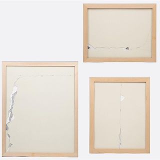 William Radawec (1952-2011) Three Artworks from the 'Crack Up (Bathroom)' Series, Latex enamel Navajo white paint, color pencil, pencil and correction