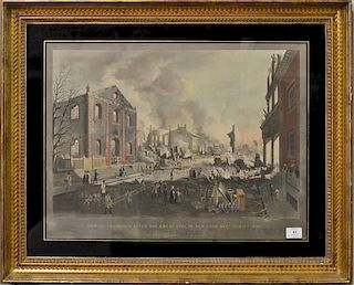 William James Bennett (1784-1844)  After Nicolino V. Calyo  hand colored lithograph  View of the Ruins After the Great Fire in...