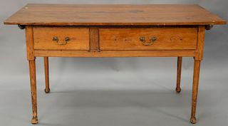 Queen Anne work table with rectangular top over two drawers, circa 1750. ht. 29in., top: 32" x 54"