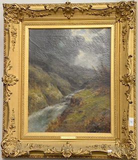 Thomas Bartholomew Griffin (1858-1918),  oil on canvas, Mountainous River Landscape,  signed lower right: T.B. Griffin,  20" x...