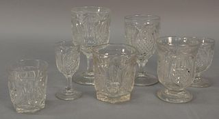 Fifty-nine piece lot of flint glass including compote, two decanters, ten stem goblets, etc. ht. 3 3/4in. to 6 1/4in.