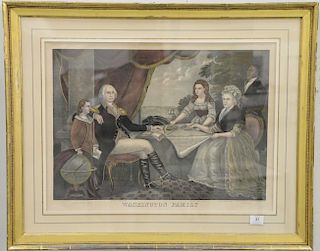 After Charles Hart, double page hand colored wood engraving, Washington Family, published by Charles Brothers, sight size 18 3/4" x ...
