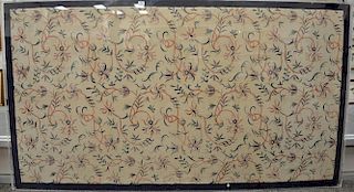 Textile panel with embroidered floral designs, probably 18th century, mounted on cloth in plexiglass. textile: 46" x 86", overall: 5...