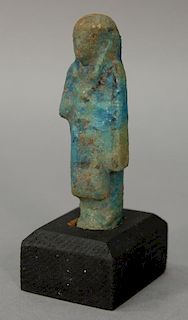 Egyptian blue glazed composition Royal overseer, Shabti, circa 1000 B.C. ht. 3 5/8in.