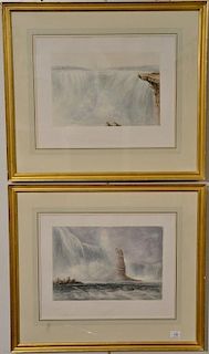 Set of three unsigned watercolor on paper, Niagara, Horseshoe Falls Niagara, and The Rapids above Niagara, sight size 15 1/2" x 19 1...