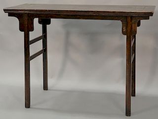 Chinese altar table with rectangular top on turned legs. ht. 32in., top: 19 1/2" x 46 1/2"