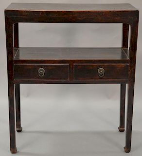 Chinese table with two drawers, probably 20th century. ht. 34in., top: 13 1/2" x 29"