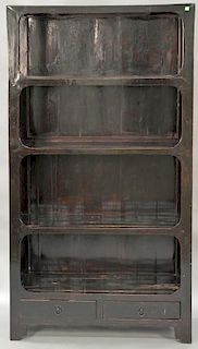 Chinese etagere with four shelves and two drawers. ht. 73 1/4in., wd. 40in., dp. 16in.