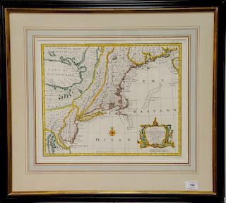 Emanuel Bowen, hand colored double page engraved map, A New and Accurate Map of New Jersey, Pennsylvania, New York, and New England,...