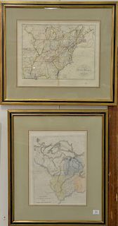 Set of four framed maps, hand colored engravings including Amos Doolittle, engraved Connecticut map, Connecticut from the Best Autho...
