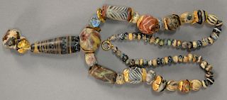 Ancient Roman or Egyptian beads with gold clasp and gold inserts. lg. 17 1/2in.