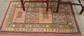 Caucasian Oriental throw rug, late 19th century. 2'10" x 5'