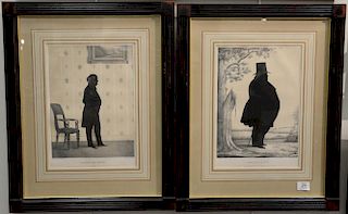 After William Henry Brown, set of ten Kellogg silhouette lithographs with tint stone, Felix Grundy; De Witt Clinton; Dixon Hall Lewi...