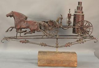 Weathervane horse drawn fire apparatus, late 20th century. ht. 38in., lg. 57in.