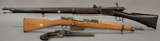 Three piece lot to include W.V. Steiger Thun Swiss Vetterli bolt action rifle 10mm rimfire bullets, vintage 1869; a Beretta Gardone ...