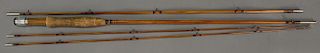 Gene Edward De Luxe #53 vintage three piece bamboo fly rod with case, lg. 7 1/2', 4 1/2oz., with two full tips in original Eugene F....