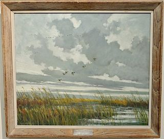 Eric Sloane (1905-1985)  oil on board  Gray Morning  signed lower right: Eric Sloane  titled lower left: Gray Morning  Von...