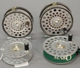 Two Hardy fly reels including a Featherweight and a LRH lightweight, each with spare spool.