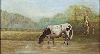 Continental School (19th C) Painting of Cow