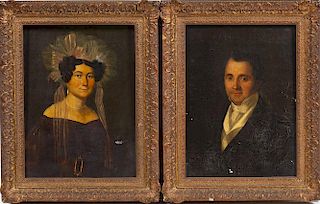 Pair of Early 19th C Portraits by Mejanel