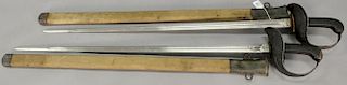 Two U.S. model 1913 Patton Cavalry swords, both with straight single Fuller production blade, one marked L.F.& C. and dated "1918", ...