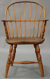 Windsor bowback armchair on bold turned legs. seat ht. 17 1/2in., ht. 36 1/2in.