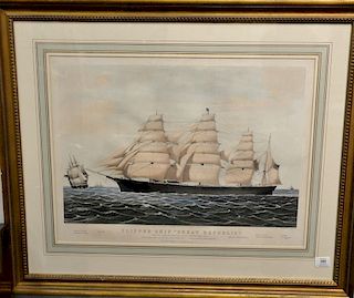 Nathaniel Currier 1855 (Publisher, 19th century)  colored lithograph  Clipper Ship, Great Republic  marked lower left: Drawn b...