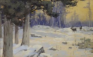 William A. McCord (1918), watercolor on paper, Winter Landscape, signed lower right: Wm. A. McCord, 5 1/2" x 9 1/2"