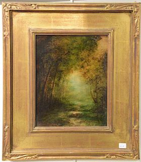Marian Blakelock (1880), oil on canvas, Forest Interior, signed lower left: Marian Blacklock, 10" x 8"