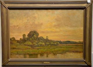 Max Weyl (1837-1914), oil on canvas, Hazy Summer Marsh, signed lower left: Max Weyl, 20" x 30"