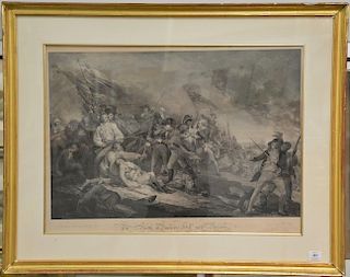 After John Trumbull, engraving, The Battle at Bunker's Hill Near Boston, engraved by J.G. Muller and published by A.C. de Poggi 1798...