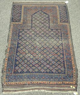 Belouch Oriental prayer rug (wear). 3' x 4'6"