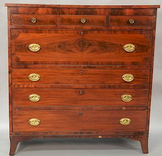 Federal mahogany chest with three drawers over four drawers all set on French feet. ht 46 1/2in., wd. 44in.