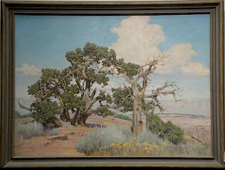 Charles Waldo Love (1881-1967), oil on canvas, Wormwood & Juniper, signed lower right: C.W. Love 1950, 22" x 30".
