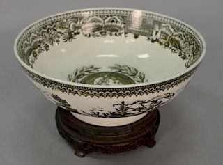 Liverpool footed bowl, medallion of George Rand and Queen Charlotte (short hairline crack).  dia. 9in.
