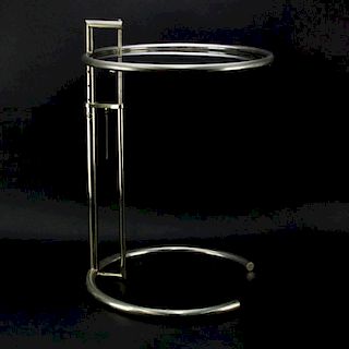 after Eileen Gray, Modern Stainless Steel and Glass Adjustable Side Table,  "Adjustable Table E 1027".
